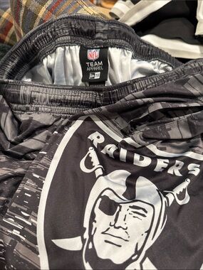 Team Apparel Las Vegas Raiders Black and Silver Athletic Shorts